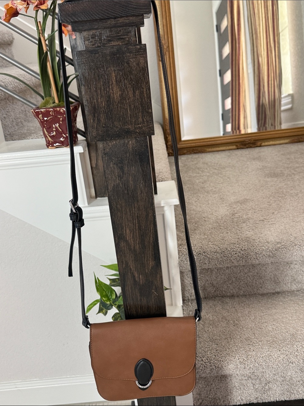 Source Unknown Brown and Black Crossbody Bag